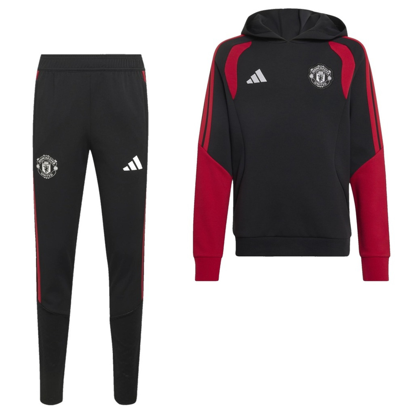adidas Manchester United Trainingspak Hooded 2026-2027 Kids Zwart Rood Wit