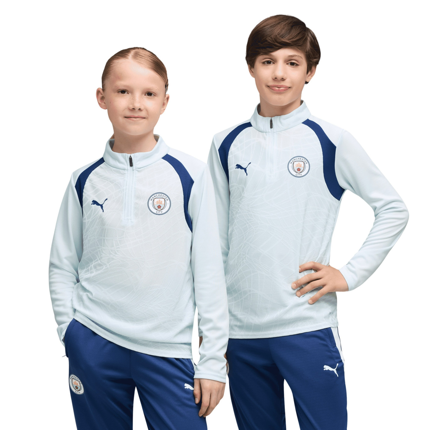 PUMA Manchester City Training sweater 1/4-Zip 2026-2027 Kids Light Blue Dark Blue
