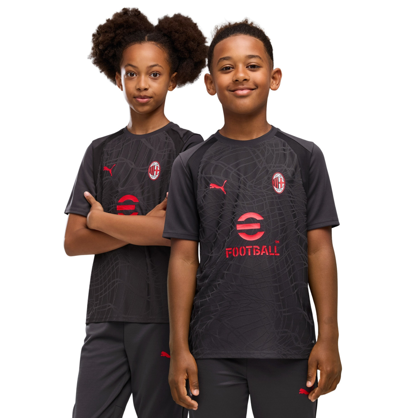 PUMA AC Milan Training Shirt 2026-2027 Kids Dark Grey Red