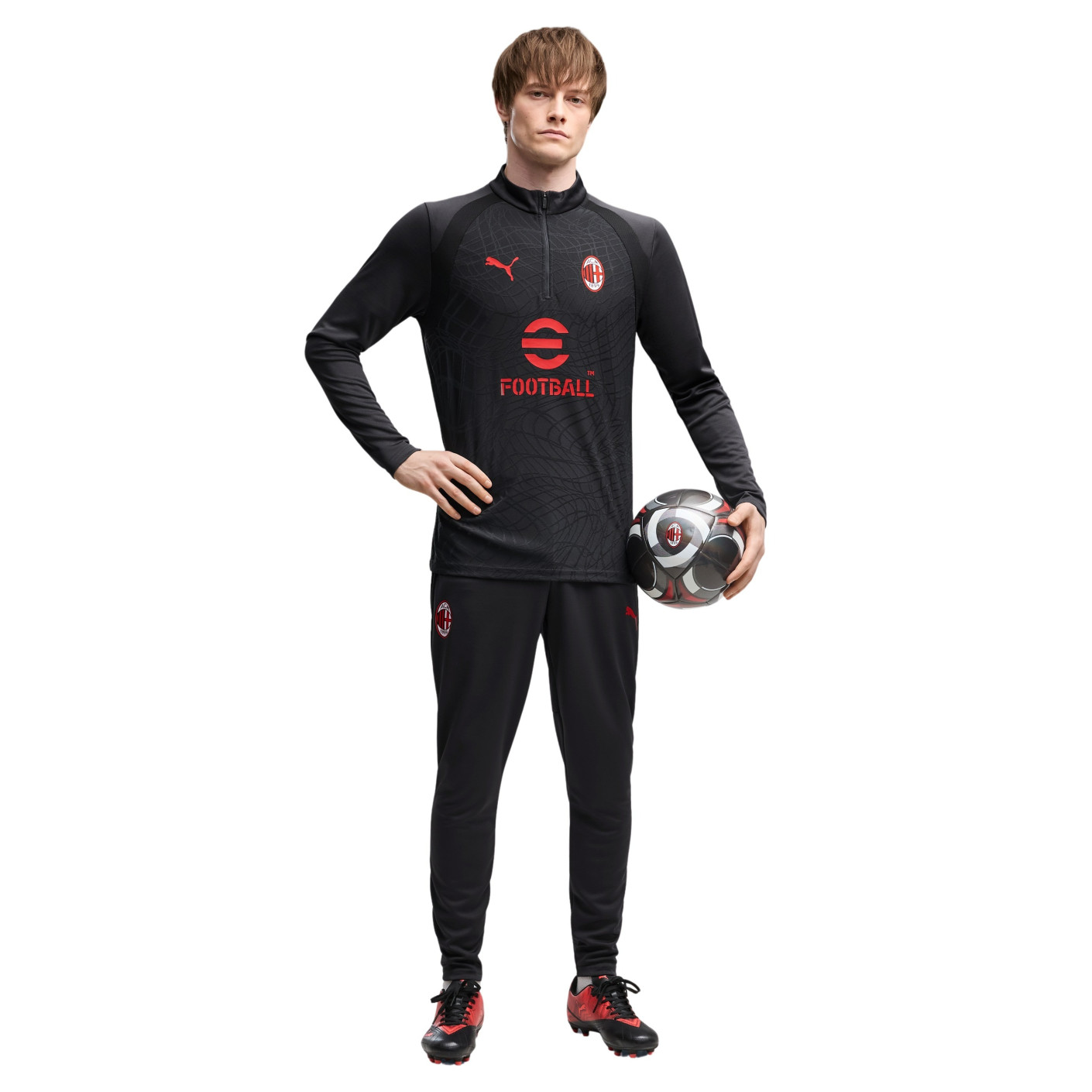 PUMA AC Milan Tracksuit 1/4-Zip 2026-2027 Dark Grey Red