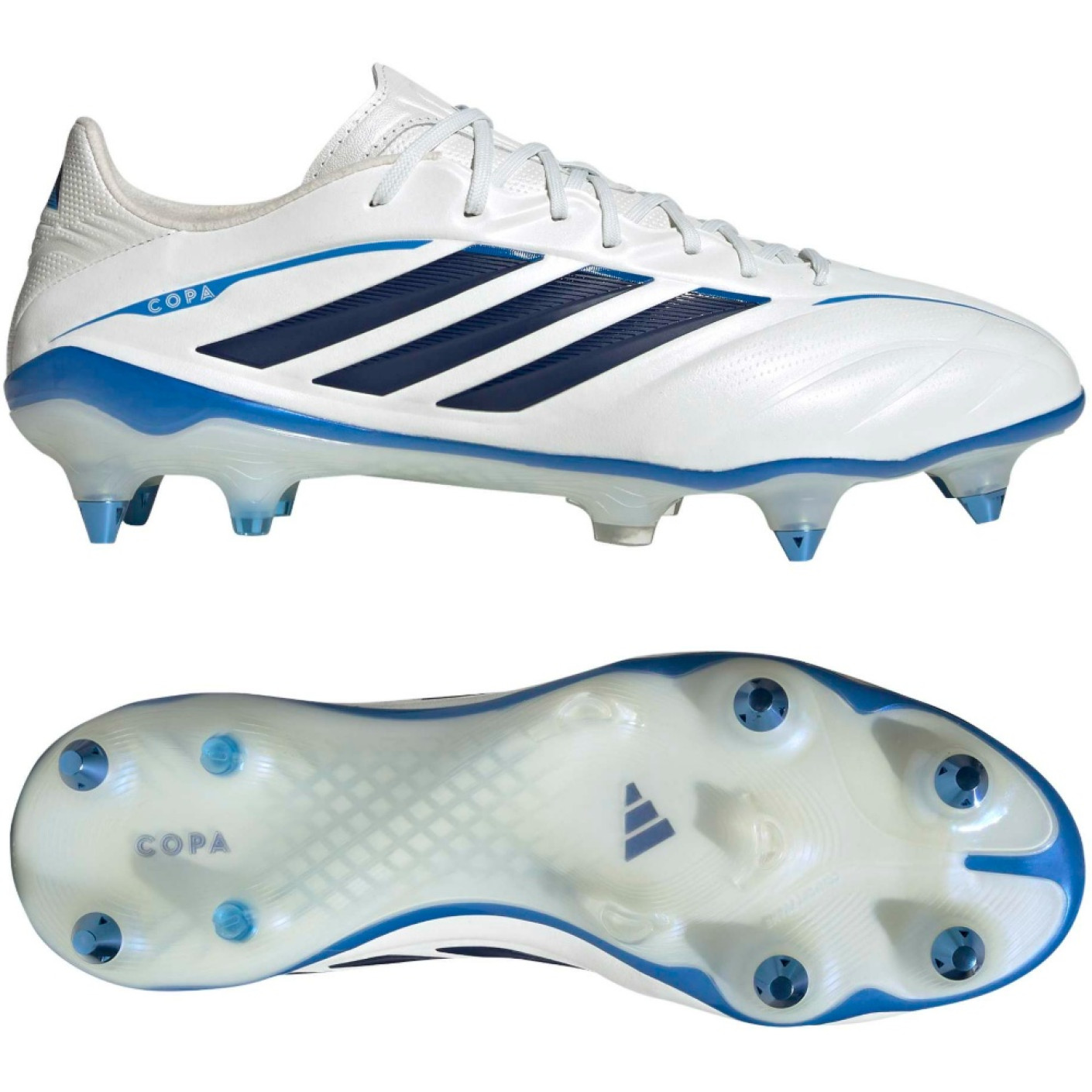 adidas Copa Pure IV Elite IJzeren-Nop Voetbalschoenen (SG) Wit Blauw Donkerblauw