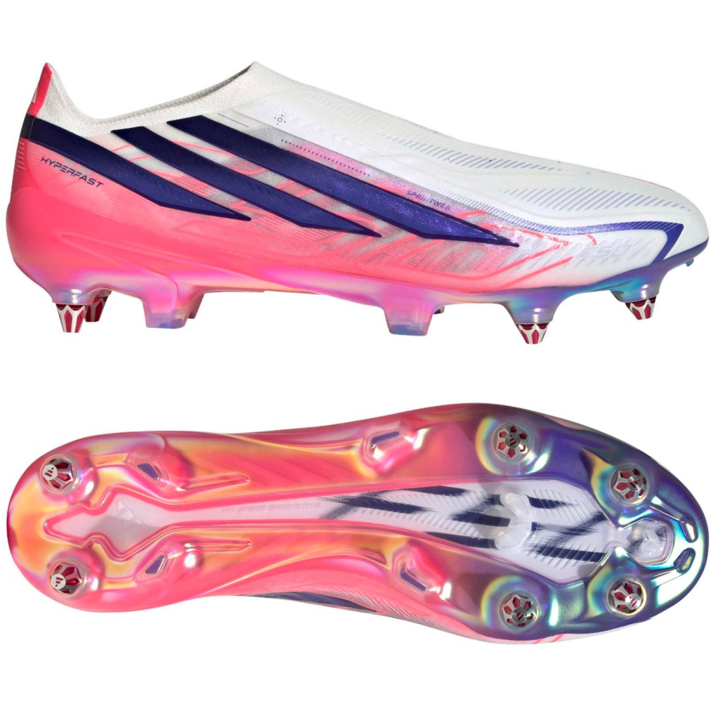 adidas F50 Hyperfast Elite Veterloze IJzeren-Nop Voetbalschoenen (SG) Wit Paars Roze