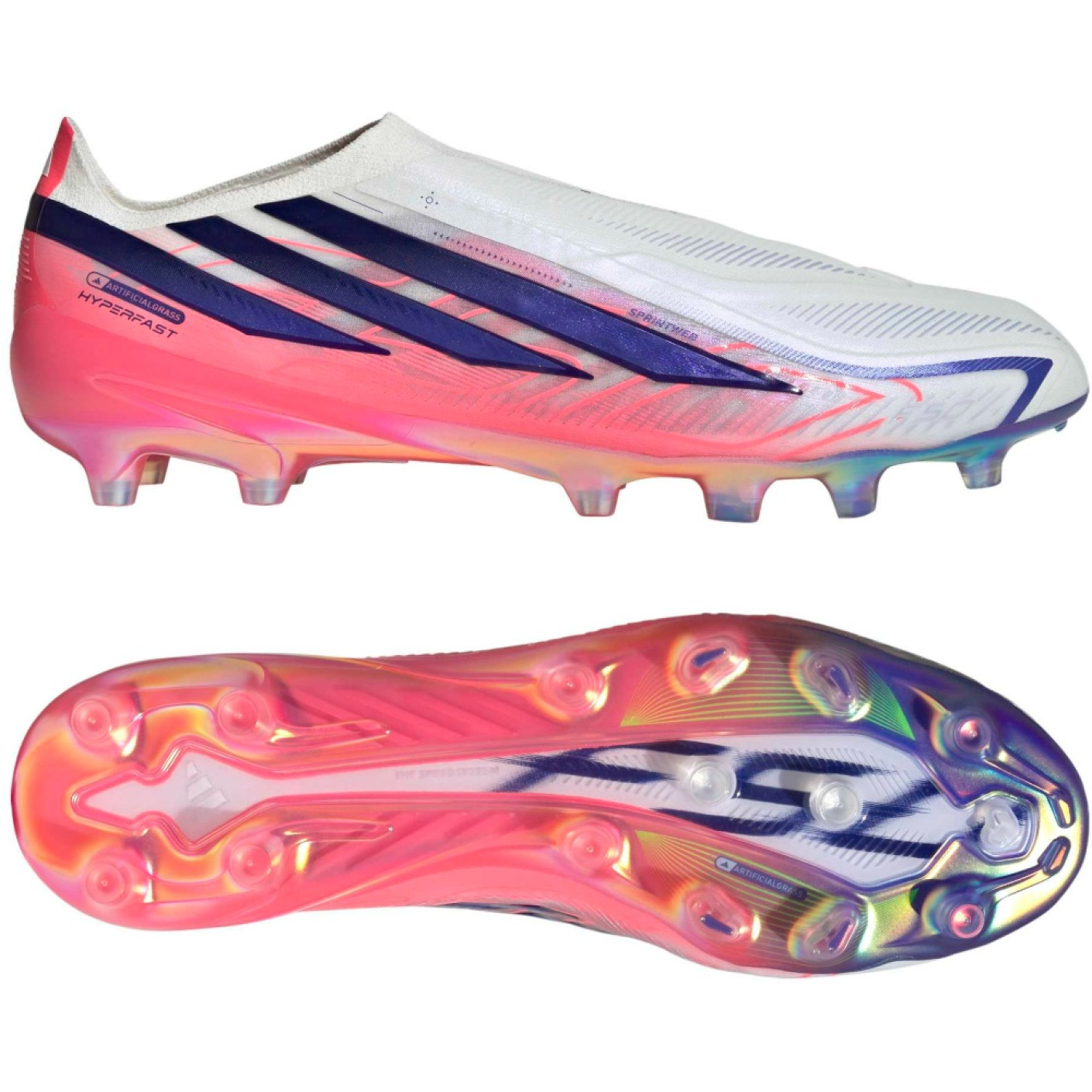 adidas F50 Hyperfast Elite Veterloze Kunstgras Voetbalschoenen (AG) Wit Paars Roze