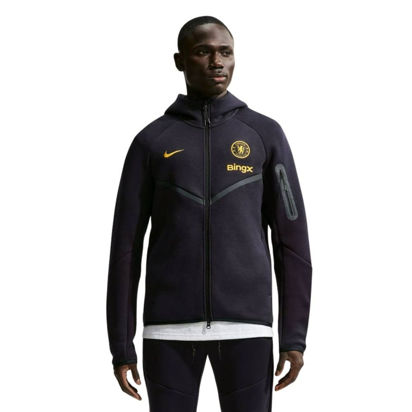 Nike Chelsea Tech Fleece Vest 2026-2027 Zwart Goudgeel