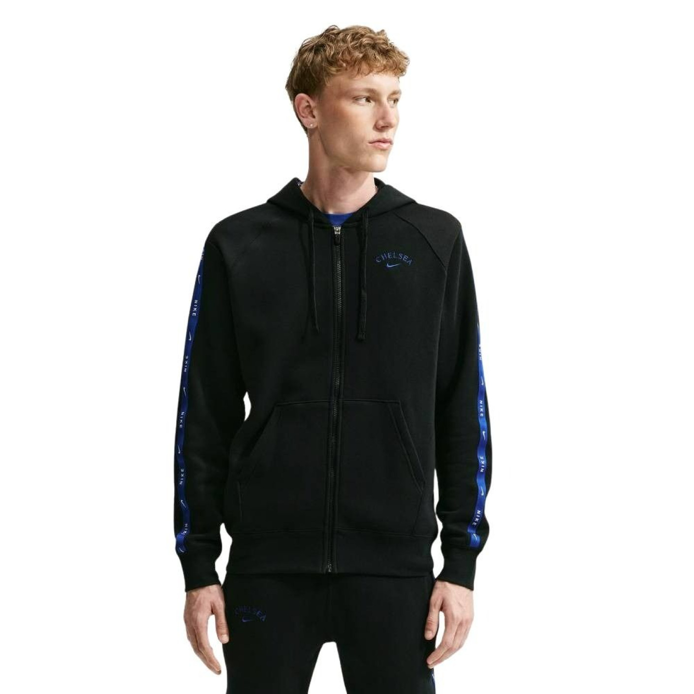 Nike Chelsea City Side Fleece Hoodie 2026-2027 Zwart Donkerblauw