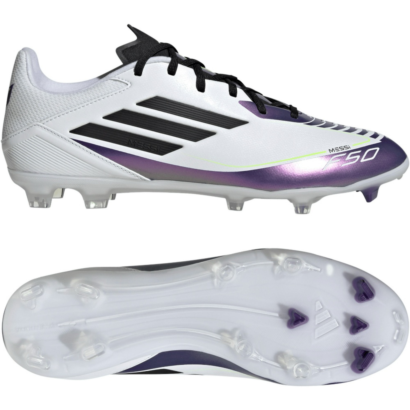 adidas F50 Messi League Gras / Kunstgras Voetbalschoenen (MG) Wit Paars Zwart