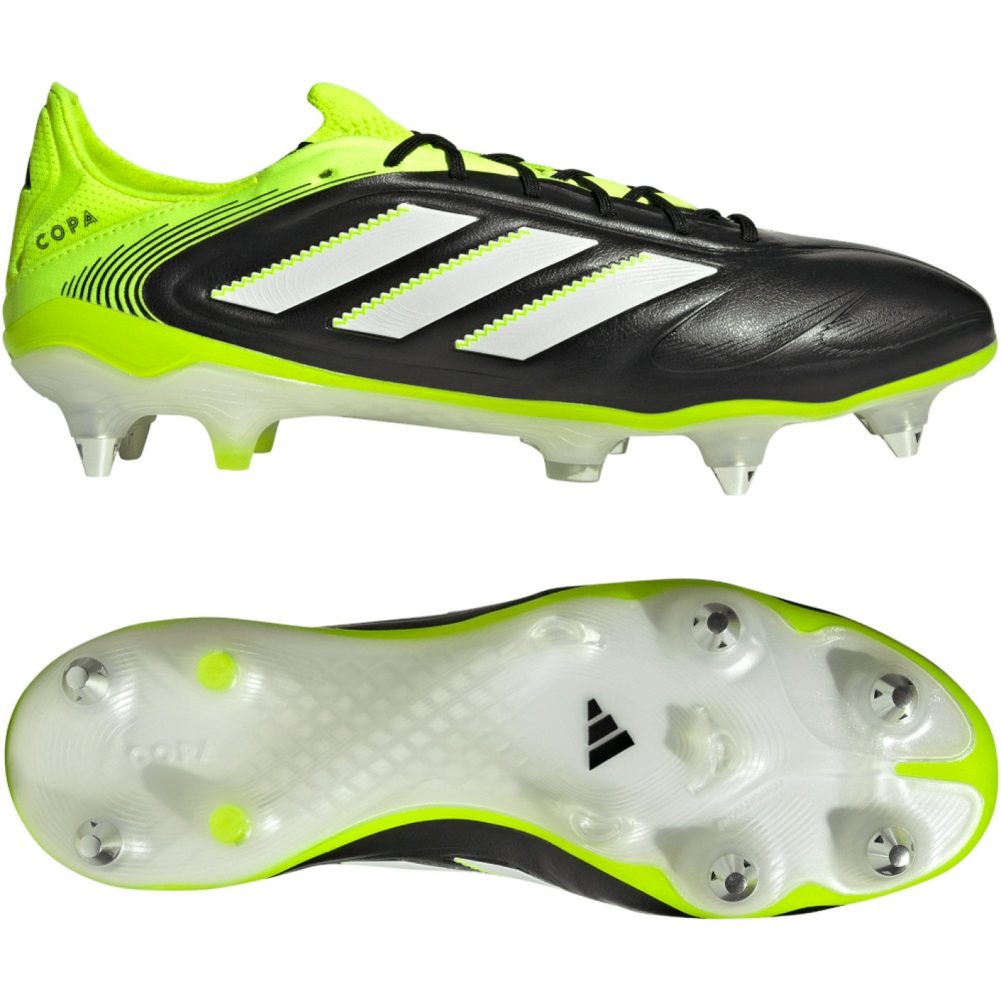 adidas Copa Pure III Elite Iron Nop Football Boots (SG) Black White Neon Yellow