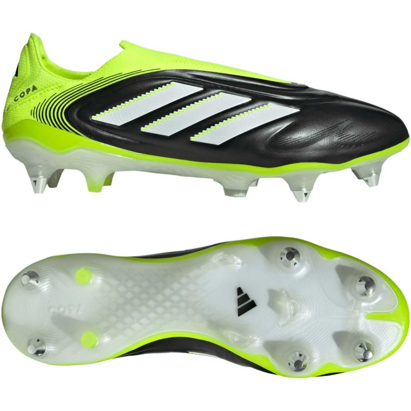 adidas Copa Pure III Elite Veterloze IJzeren-Nop Voetbalschoenen (SG) Zwart Wit Neongeel