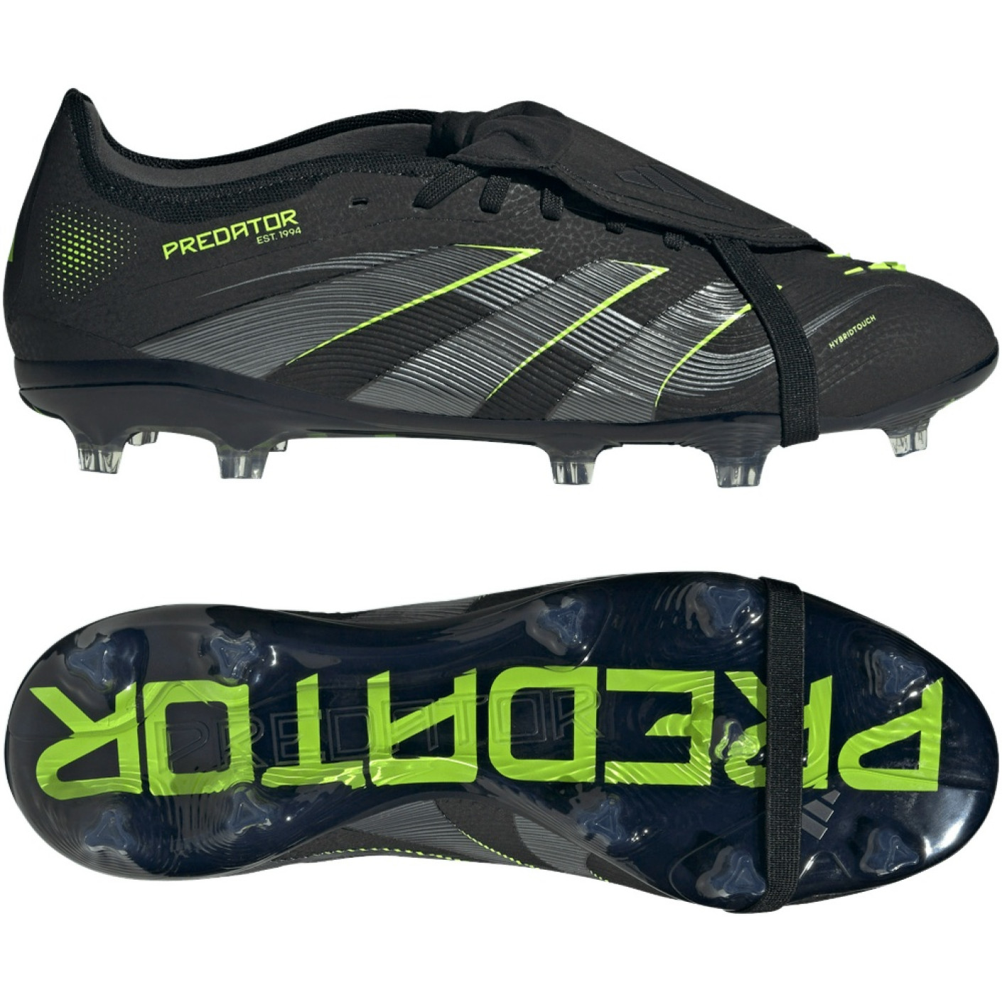 adidas Predator Pro FT Gras Football Boots (FG) Black Dark Grey Neon Yellow