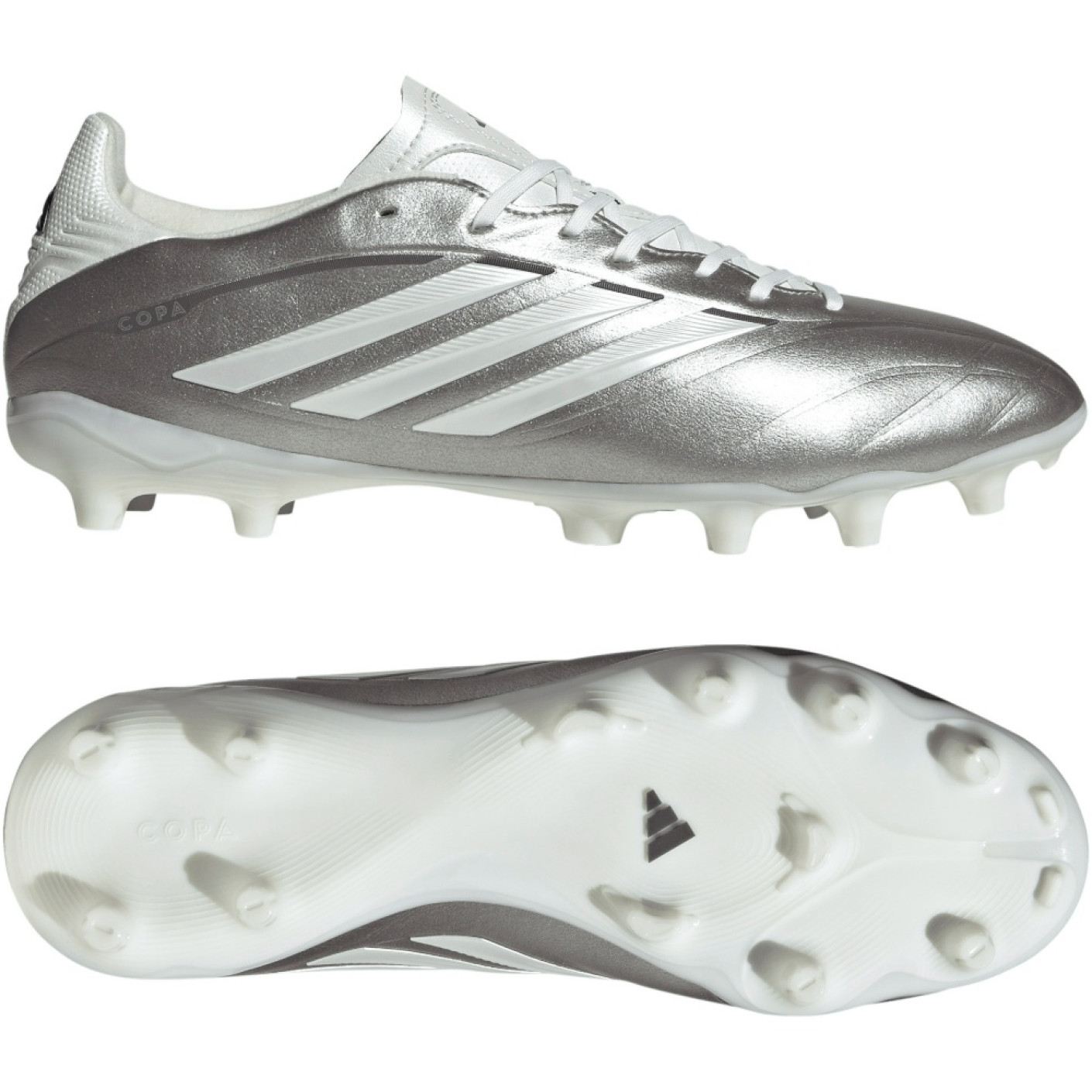 adidas Copa Pure IV League Gras Voetbalschoenen (FG) Zilver Wit Donkergrijs