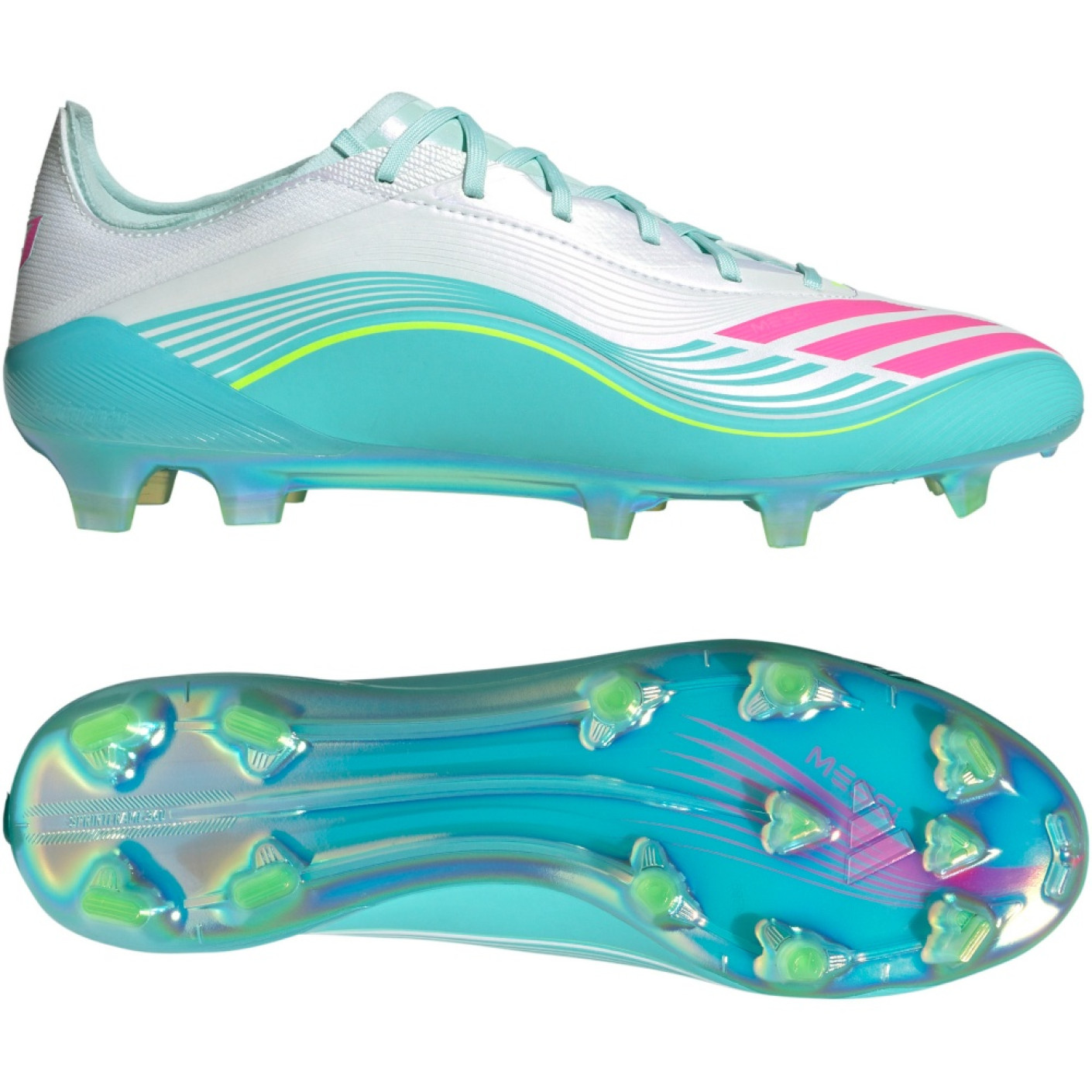 adidas F50 Messi Elite Gras Football Boots (FG) White Turquoise Pink