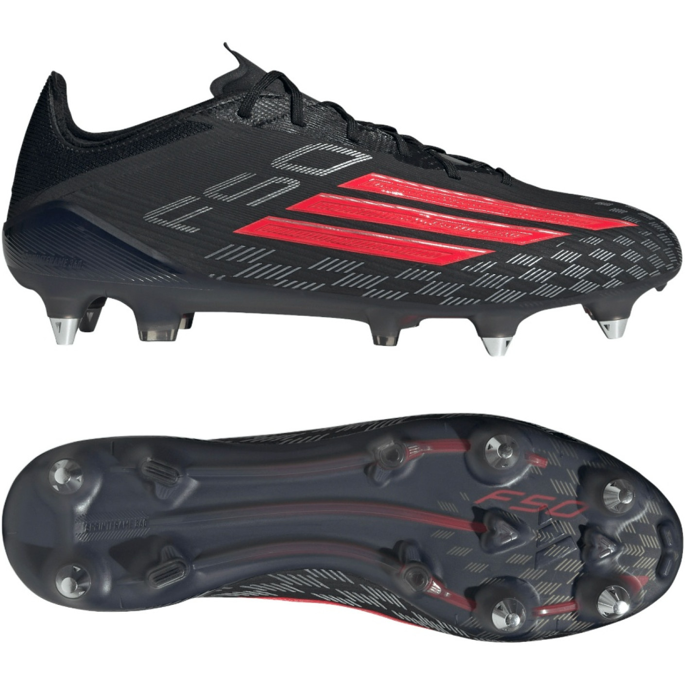 adidas F50 Elite Iron Stud Football Boots (SG) Black Red Dark Grey
