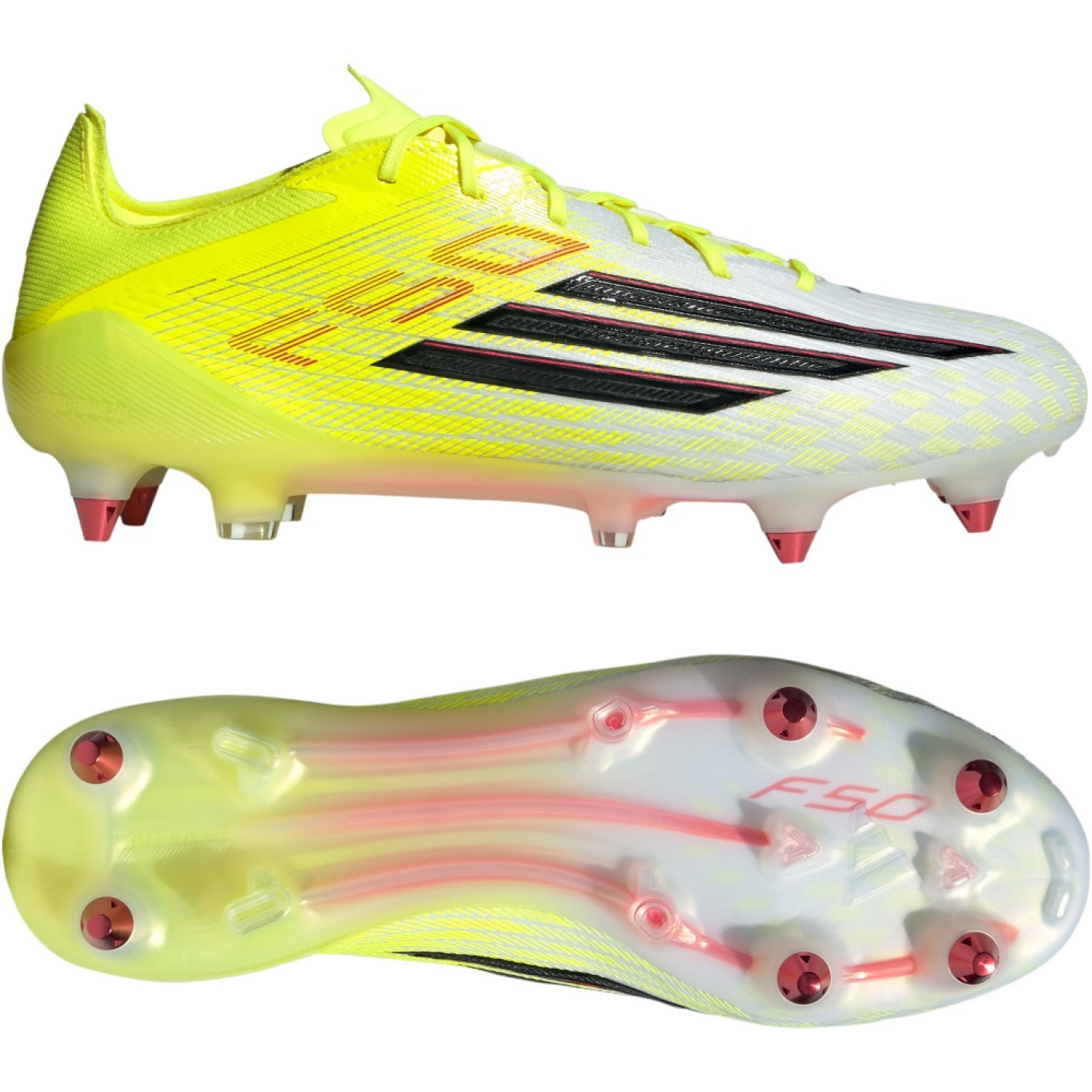 adidas F50 Elite IJzeren-Nop Voetbalschoenen (SG) Neongeel Zwart Rood