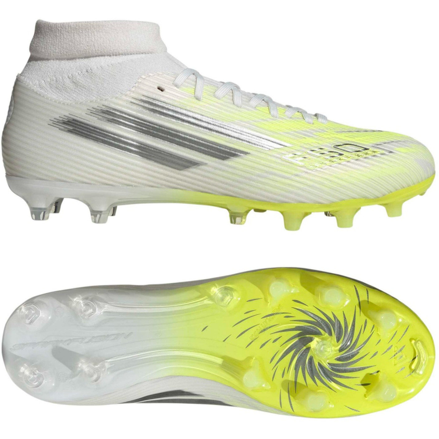 adidas F50 Sparkfusion League Grass/Artificial Grass Football Boots (MG) Women's White Grey Neon Yellow