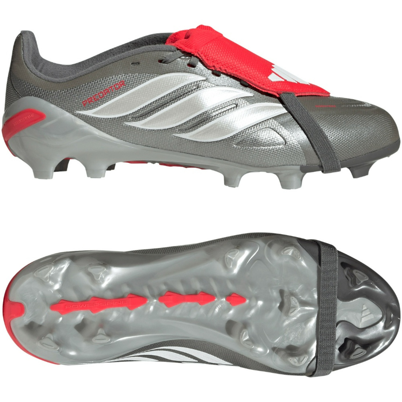 adidas Predator League FT Gras Football Boots (FG) Kids Dark Grey White Silver Red