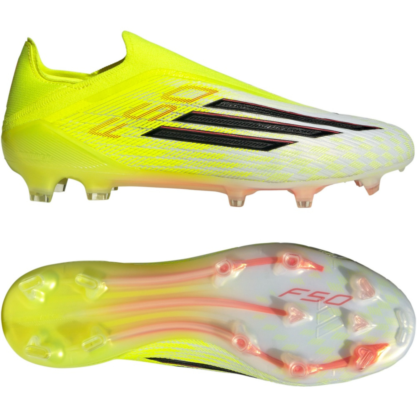 adidas F50 Elite Veterloze Gras Voetbalschoenen (FG) Neongeel Zwart Rood