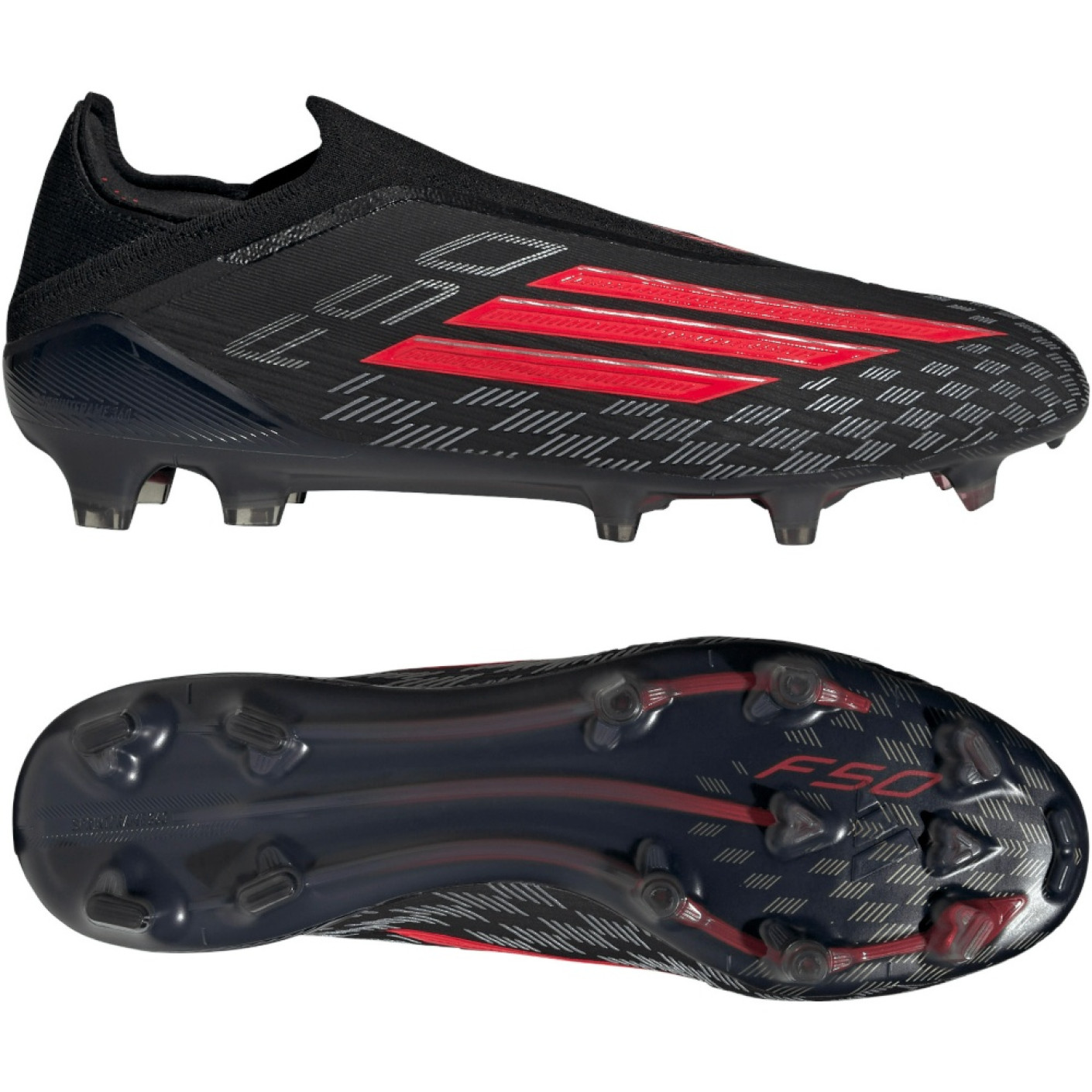adidas F50 Elite Laceless Grass Football Boots (FG) Black Red Dark Grey