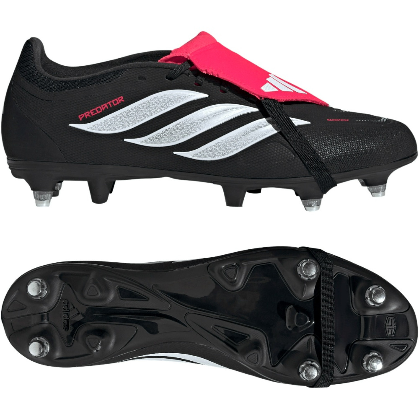 adidas Predator League FT Iron Stud Football Boots (SG) Black White Red