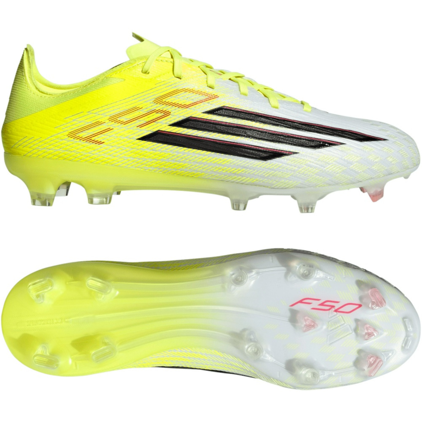 adidas F50 Pro Gras Voetbalschoenen (FG) Neongeel Zwart Rood