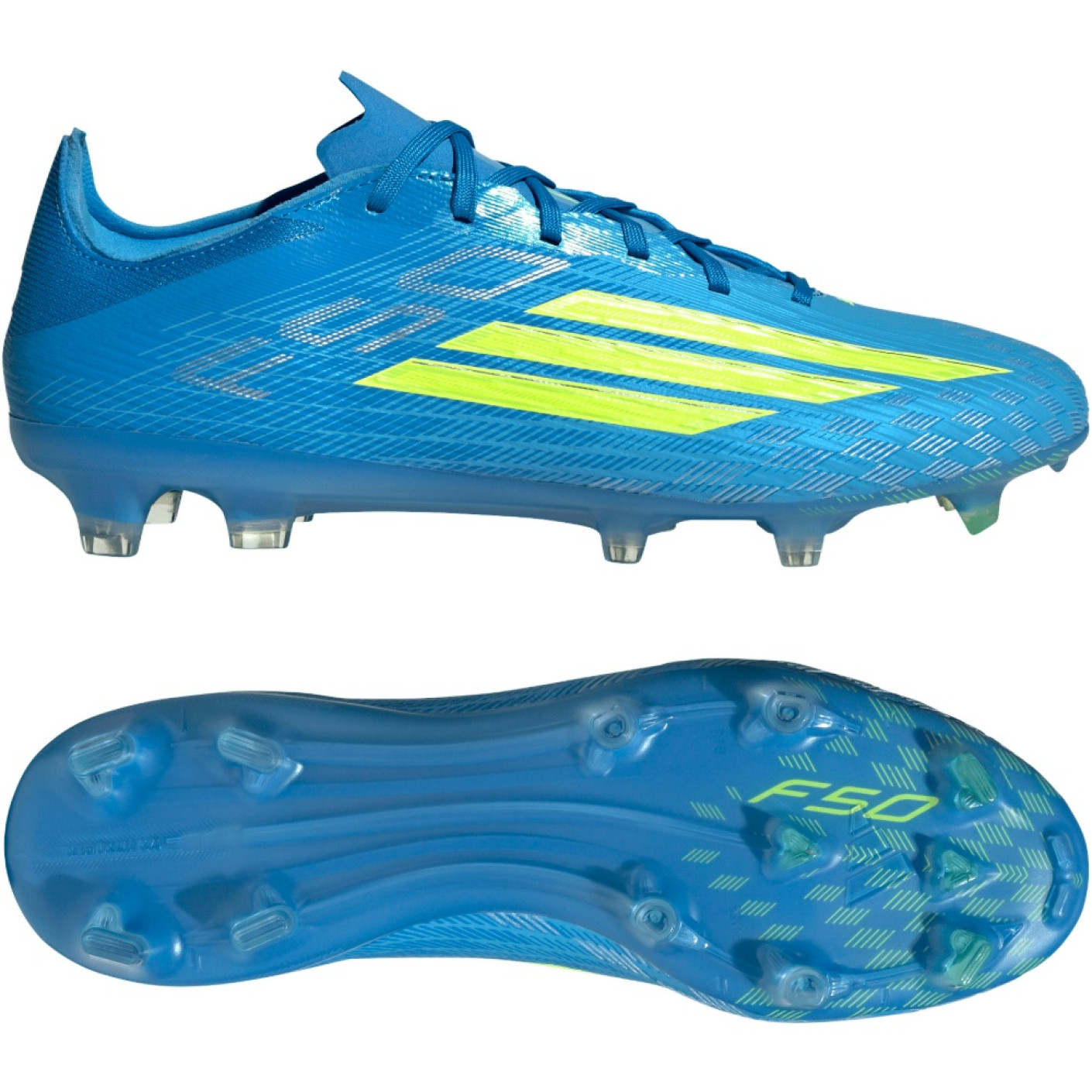 adidas F50 Pro Gras Voetbalschoenen (FG) Blauw Neongeel