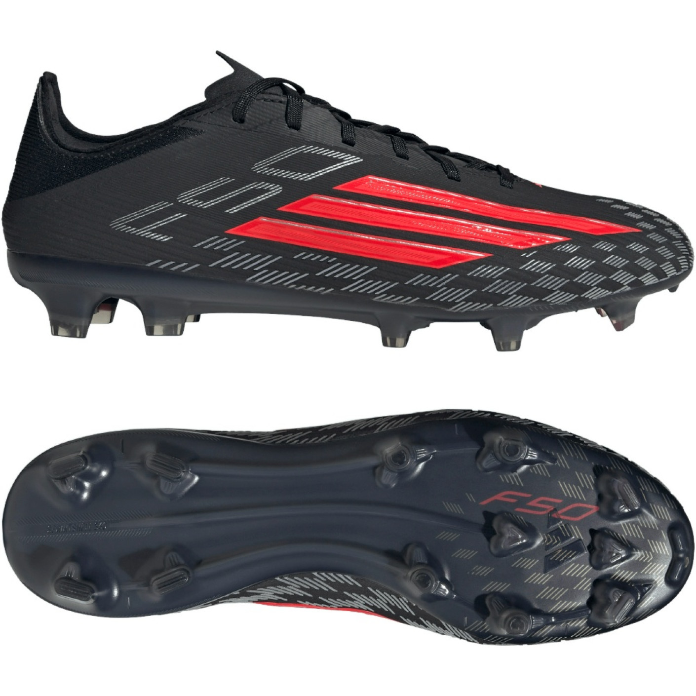 adidas F50 Pro Gras Football Boots (FG) Black Red Dark Grey