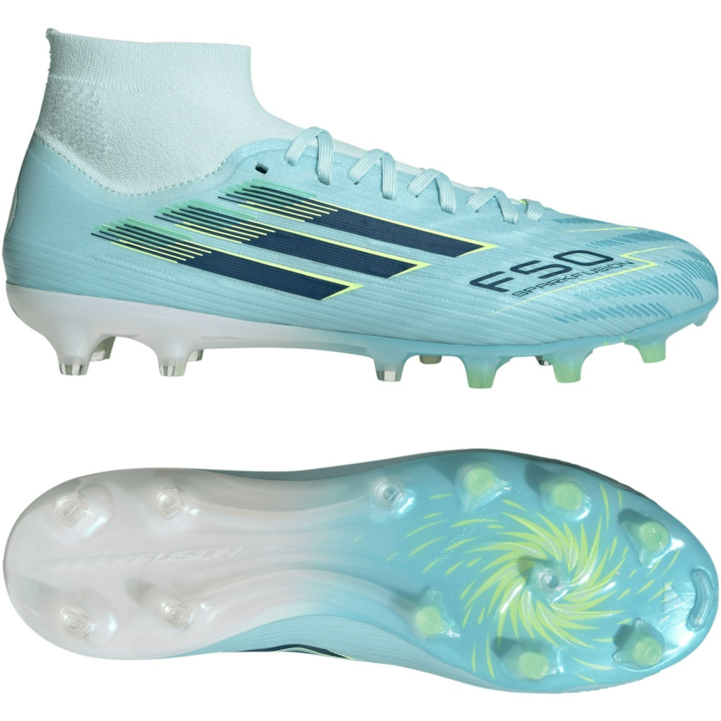 adidas F50 Sparkfusion Pro Gras / Kunstgras Voetbalschoenen (MG) Dames Lichtblauw Donkerblauw Neongeel