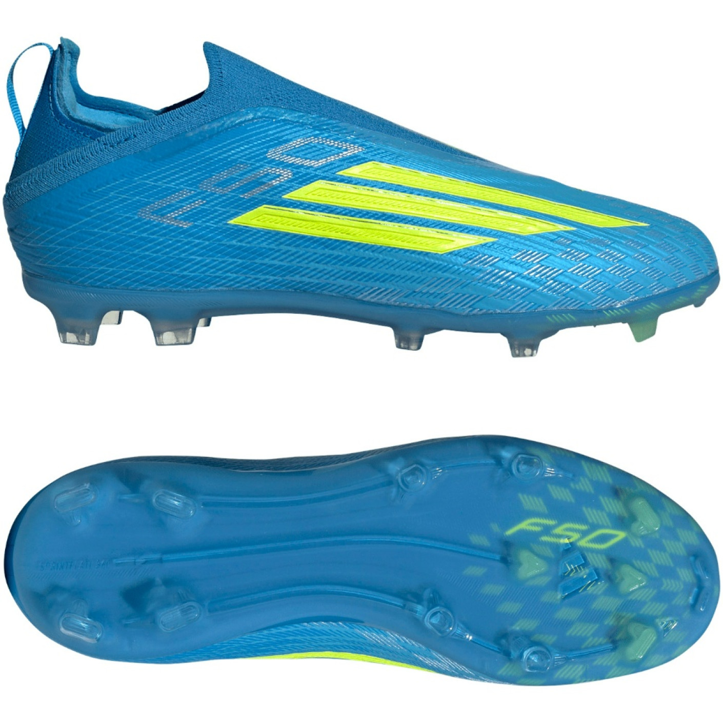 adidas F50 Elite Laceless Grass Football Boots (FG) Kids Blue Neon Yellow