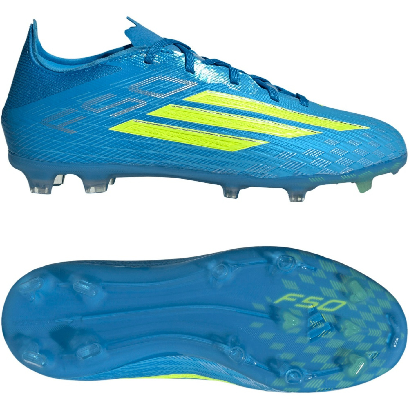 adidas F50 Elite Gras Football Boots (FG) Kids Blue Neon Yellow
