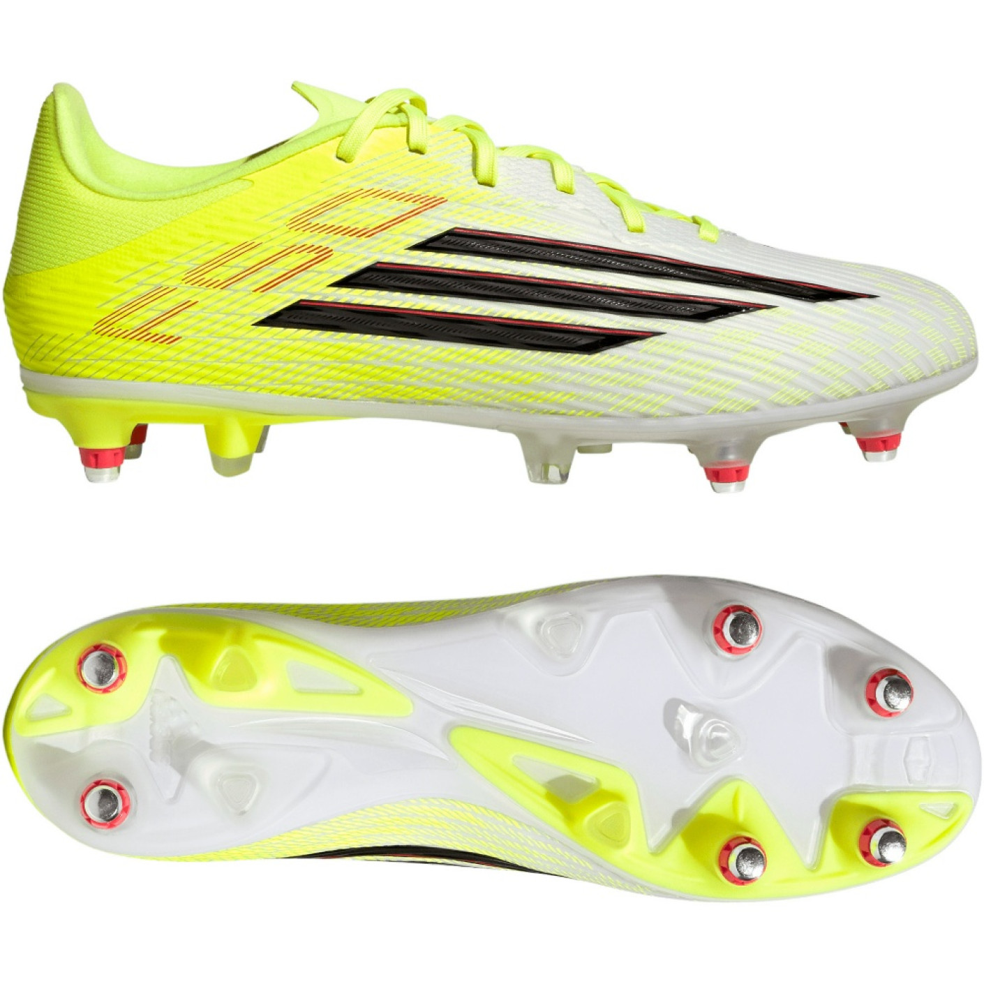 adidas F50 League IJzeren-Nop Voetbalschoenen (SG) Neongeel Zwart Rood