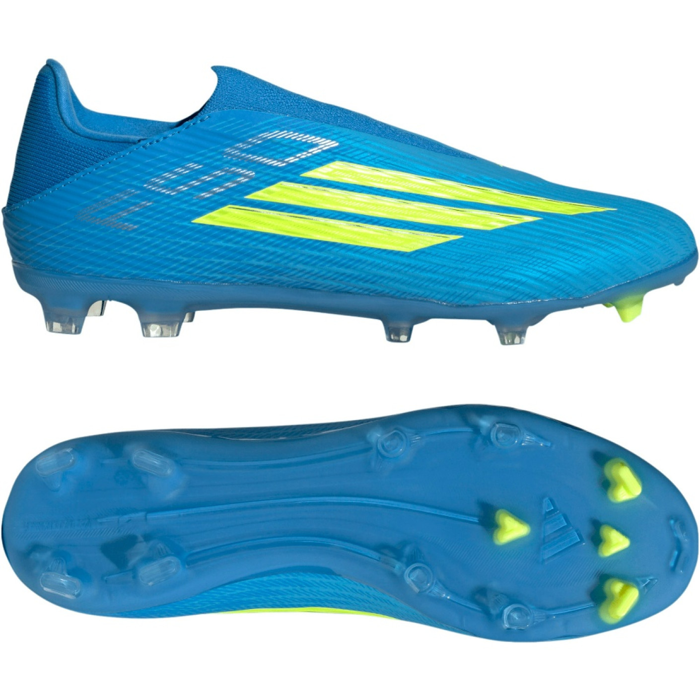 adidas F50 League Veterloze Gras / Kunstgras Voetbalschoenen (MG) Blauw Neongeel