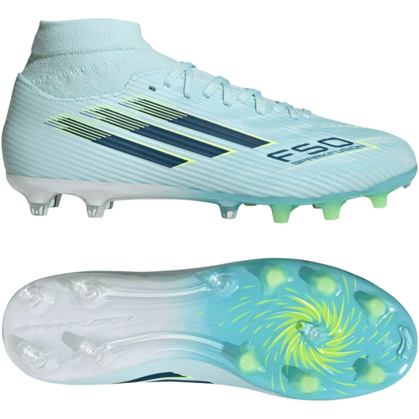 adidas F50 Sparkfusion League Gras / Kunstgras Voetbalschoenen (MG) Dames Lichtblauw Donkerblauw Neongeel