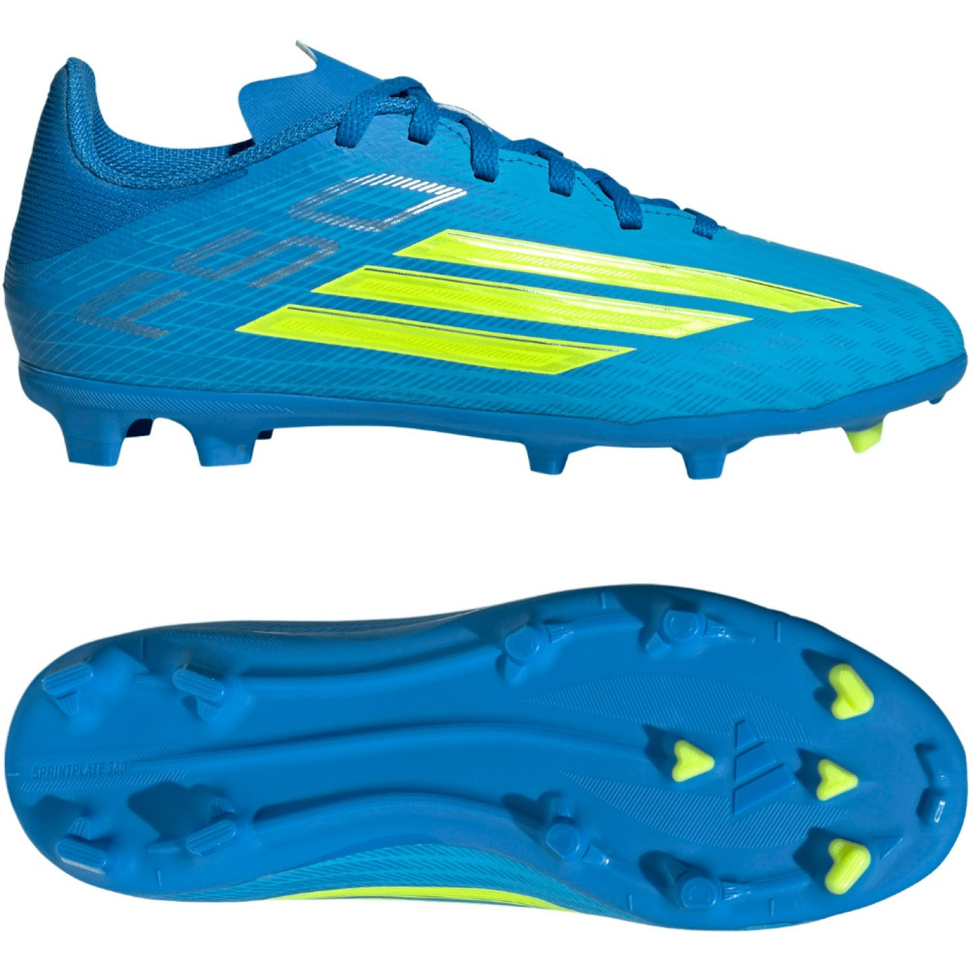 adidas F50 League Grass/Artificial Grass Football Boots (MG) Kids Blue Neon Yellow