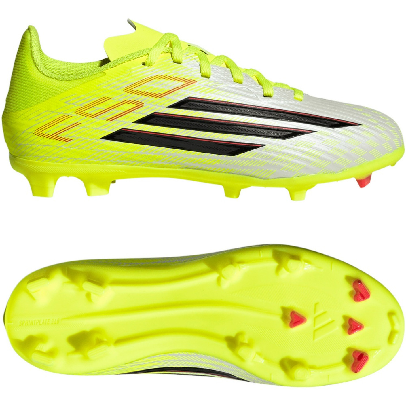 adidas F50 League Grass/Artificial Grass Football Boots (MG) Kids Neon Yellow Black Red