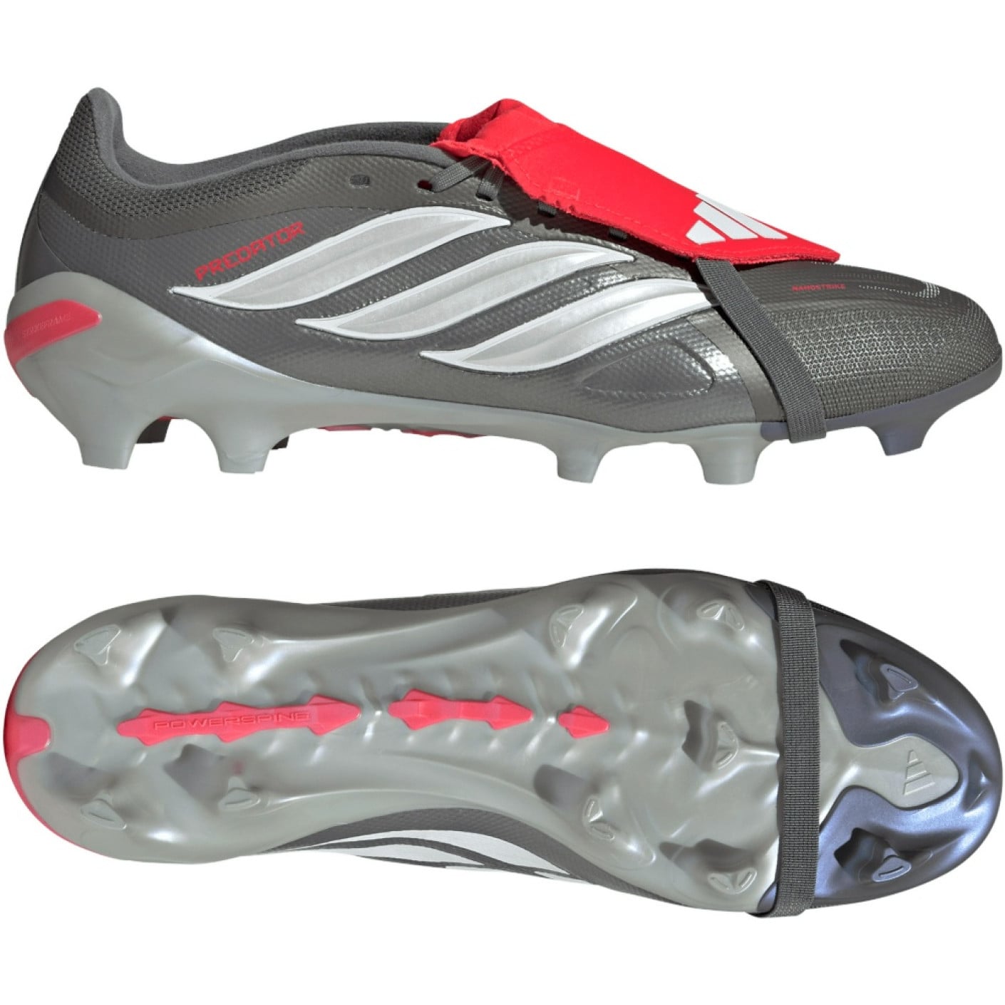 adidas Predator League FT Gras Voetbalschoenen (FG) Donkergrijs Wit Zilver Rood
