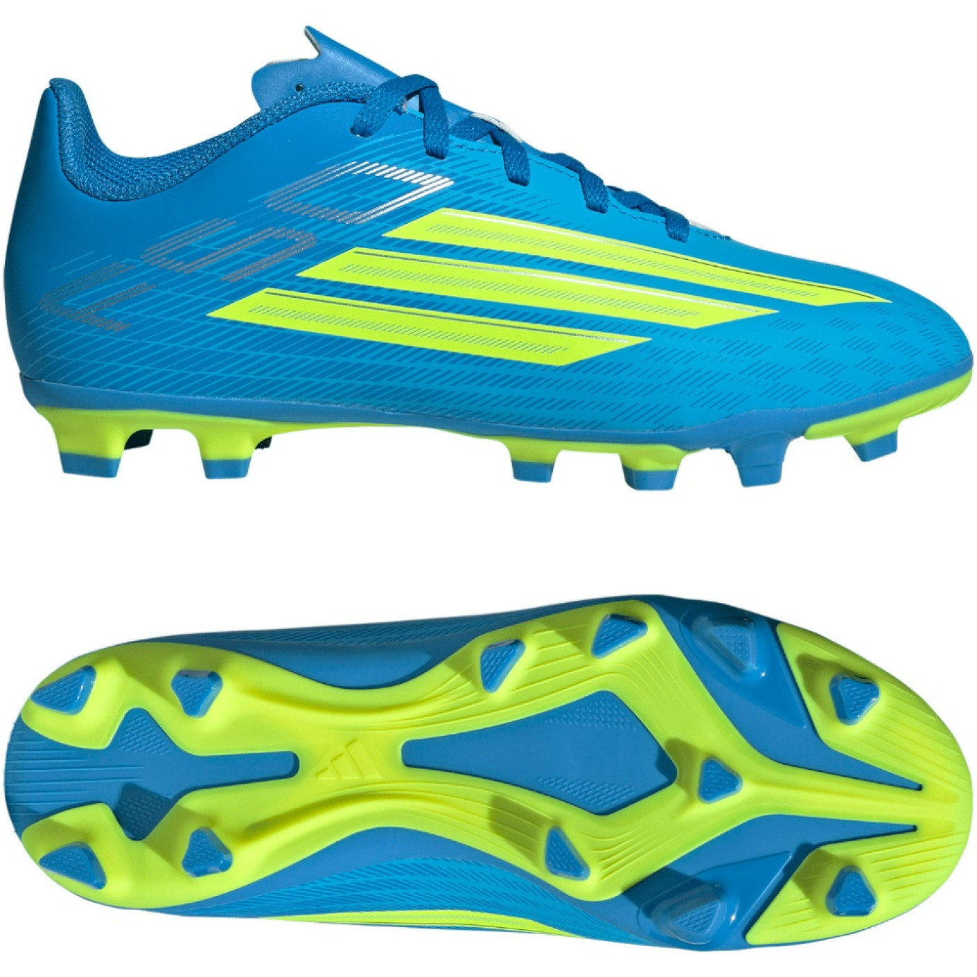 adidas F50 Club Gras / Kunstgras Voetbalschoenen (MG) Kids Blauw Neongeel