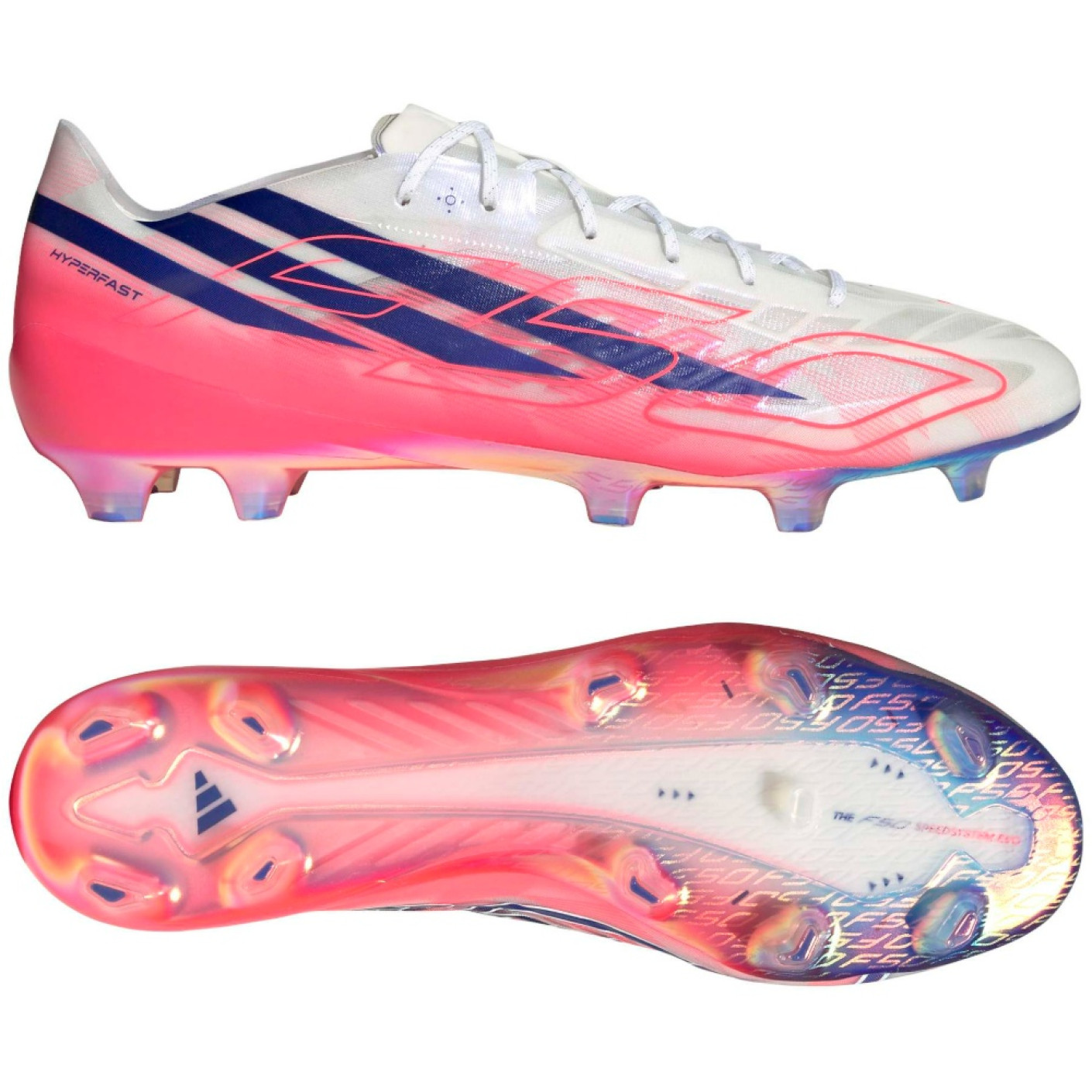 adidas F50 Hyperfast EVO Gras Football Boots (FG) White Hot Pink Dark Blue