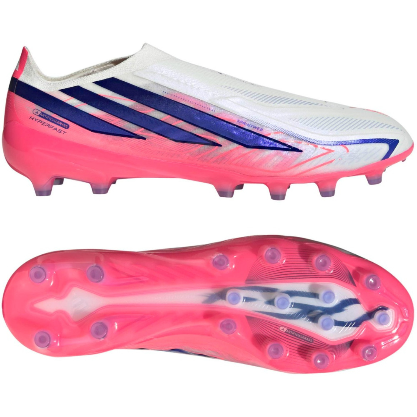 adidas F50 Hyperfast Pro Veterloze Kunstgras Voetbalschoenen (AG) Wit Paars Roze