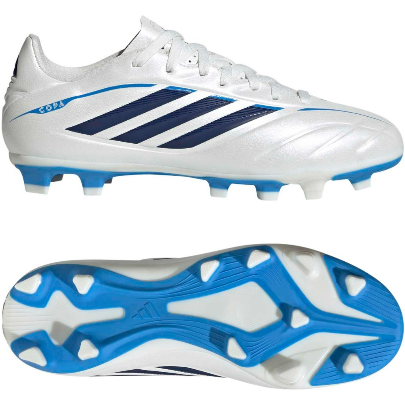 adidas Copa Pure IV Club Gras / Kunstgras Voetbalschoenen (MG) Kids Wit Blauw Donkerblauw