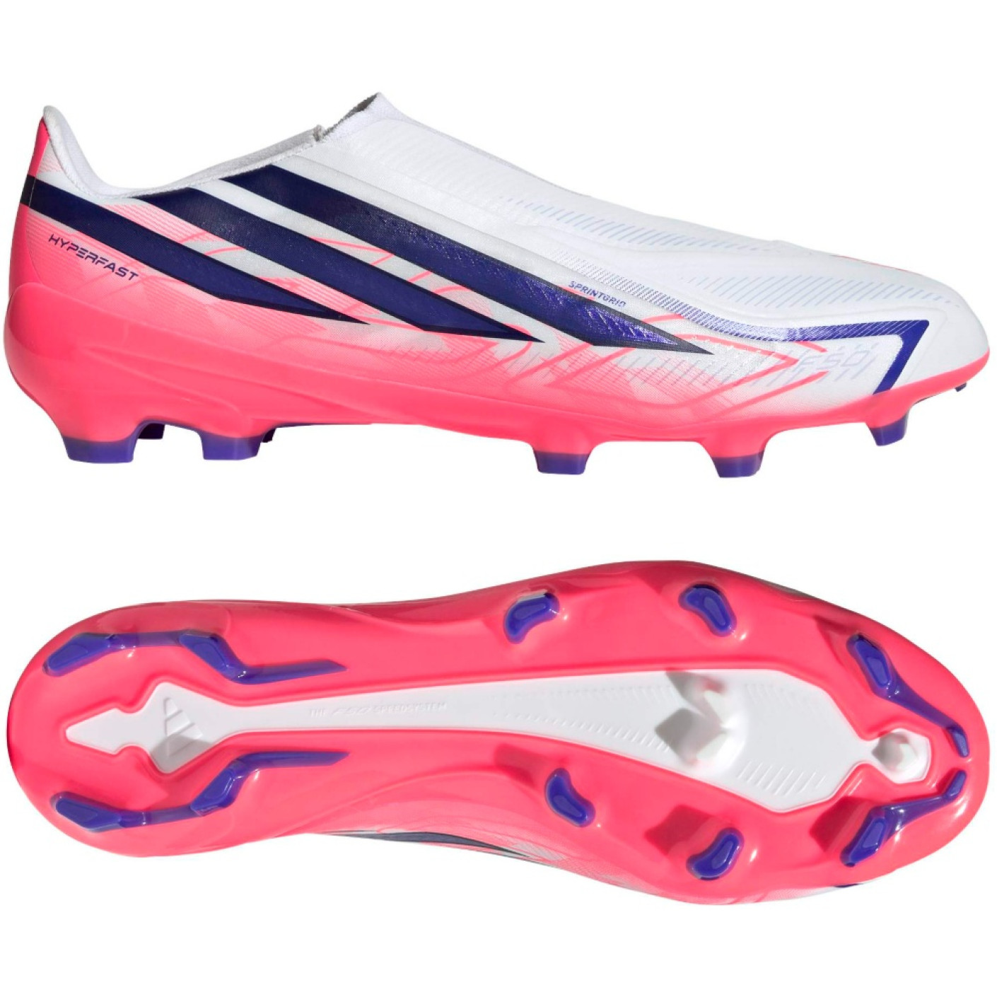adidas F50 Hyperfast League Laceless Grass Football Boots (FG) White Purple Pink