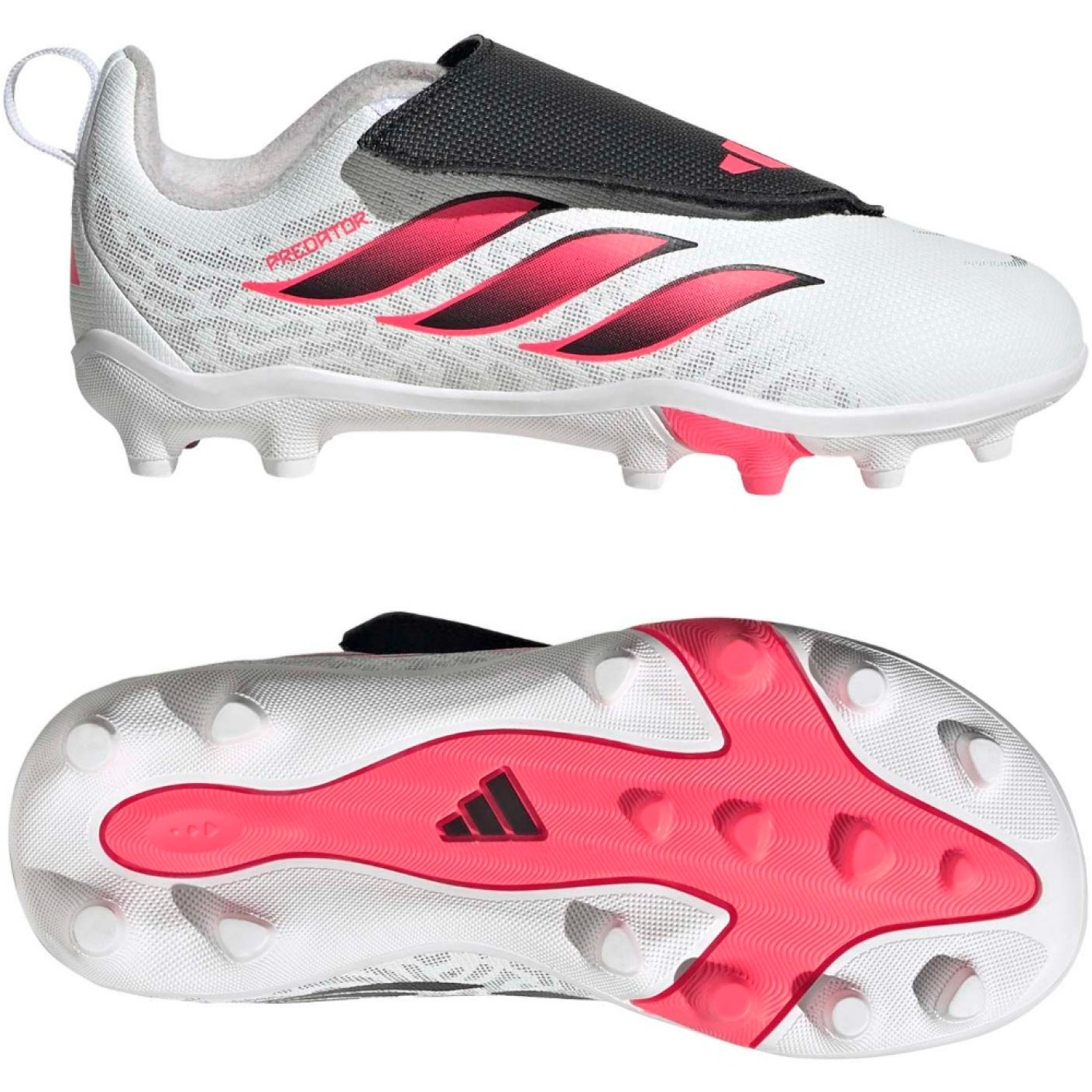 adidas Predator Club FT Velcro Grass/Artificial Grass Football Boots (MG) Toddlers White Black Pink