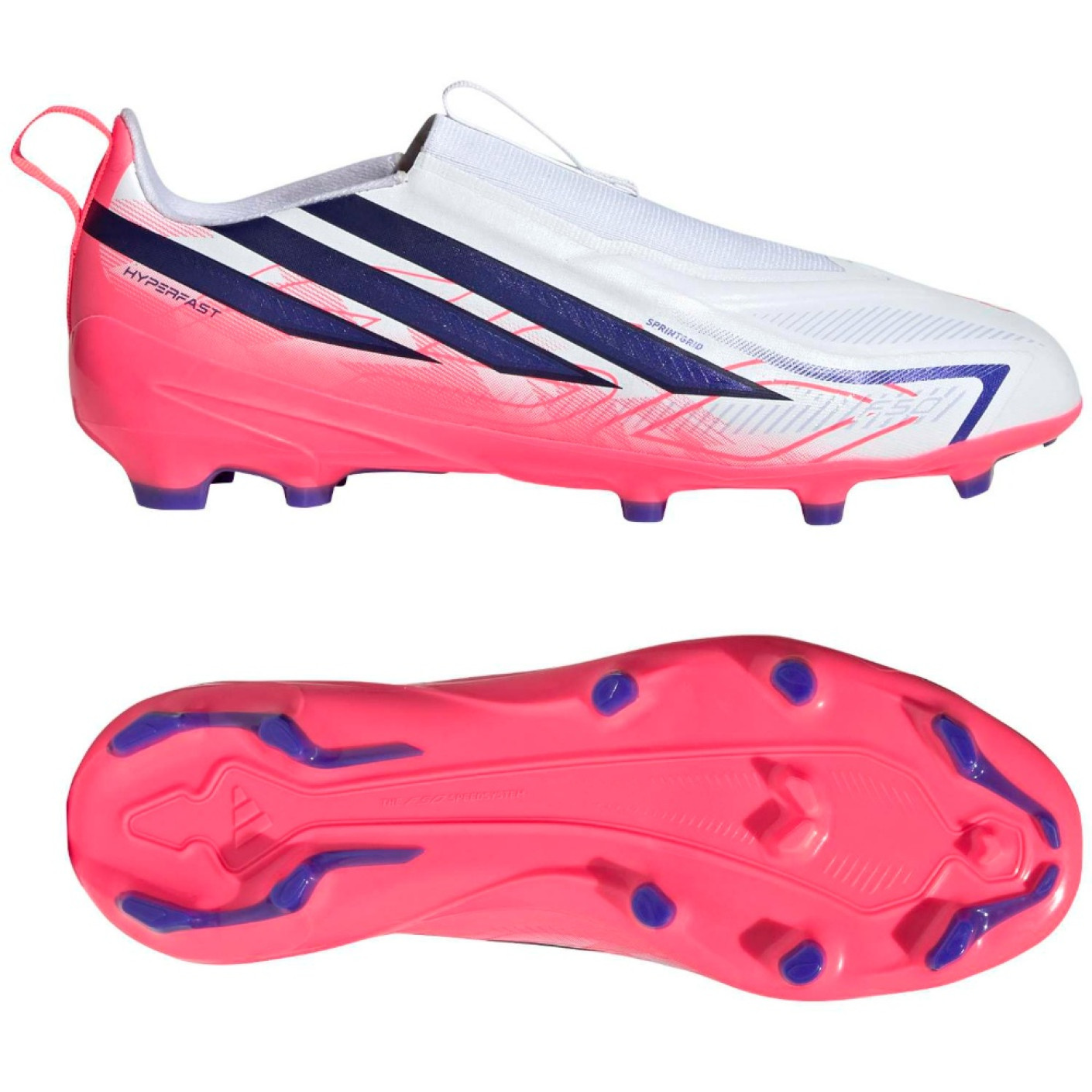 adidas F50 Hyperfast League Veterloze Gras Voetbalschoenen (FG) Kids Wit Paars Roze