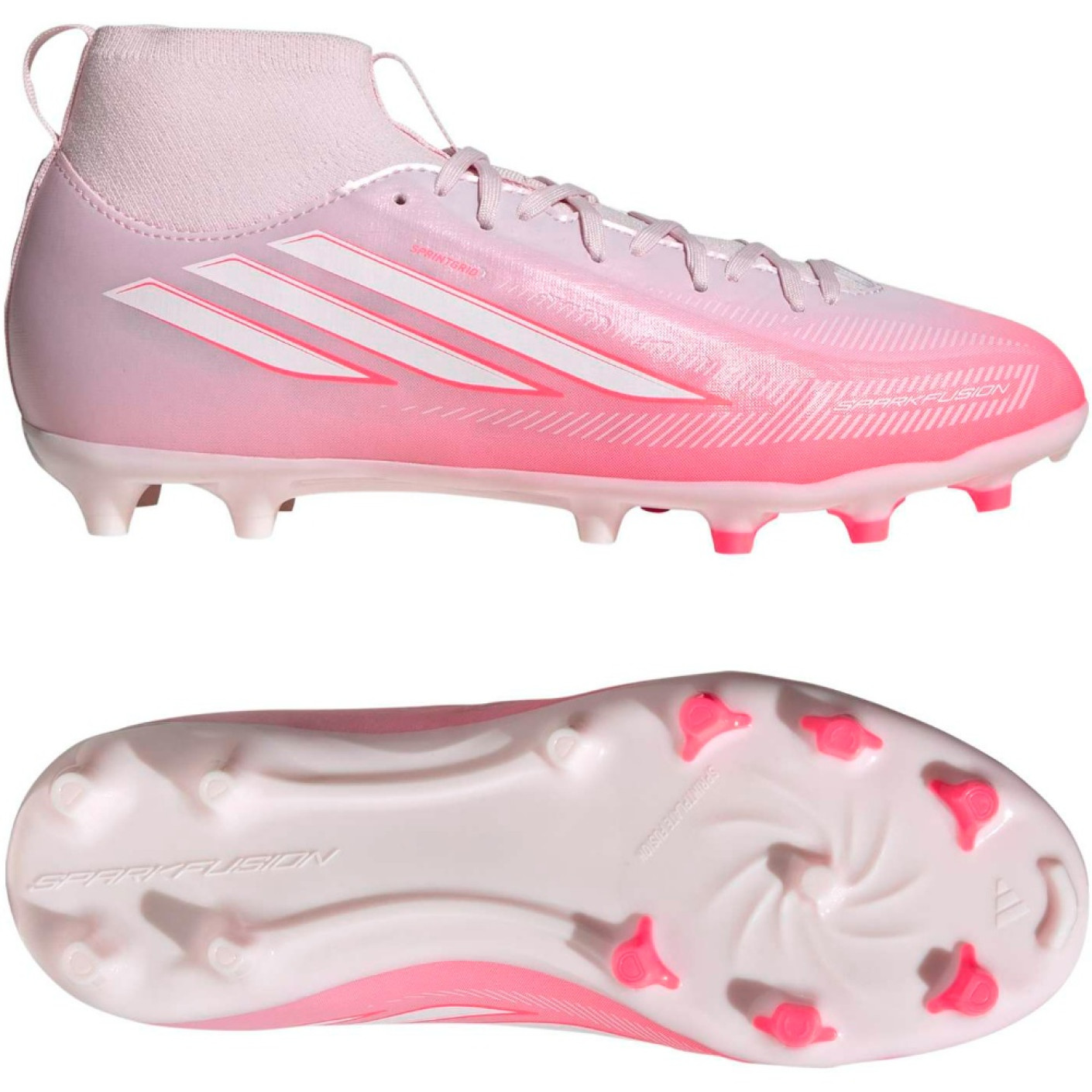 adidas F50 Sparkfusion League Grass/Artificial Grass Football Boots (MG) Kids Pink White