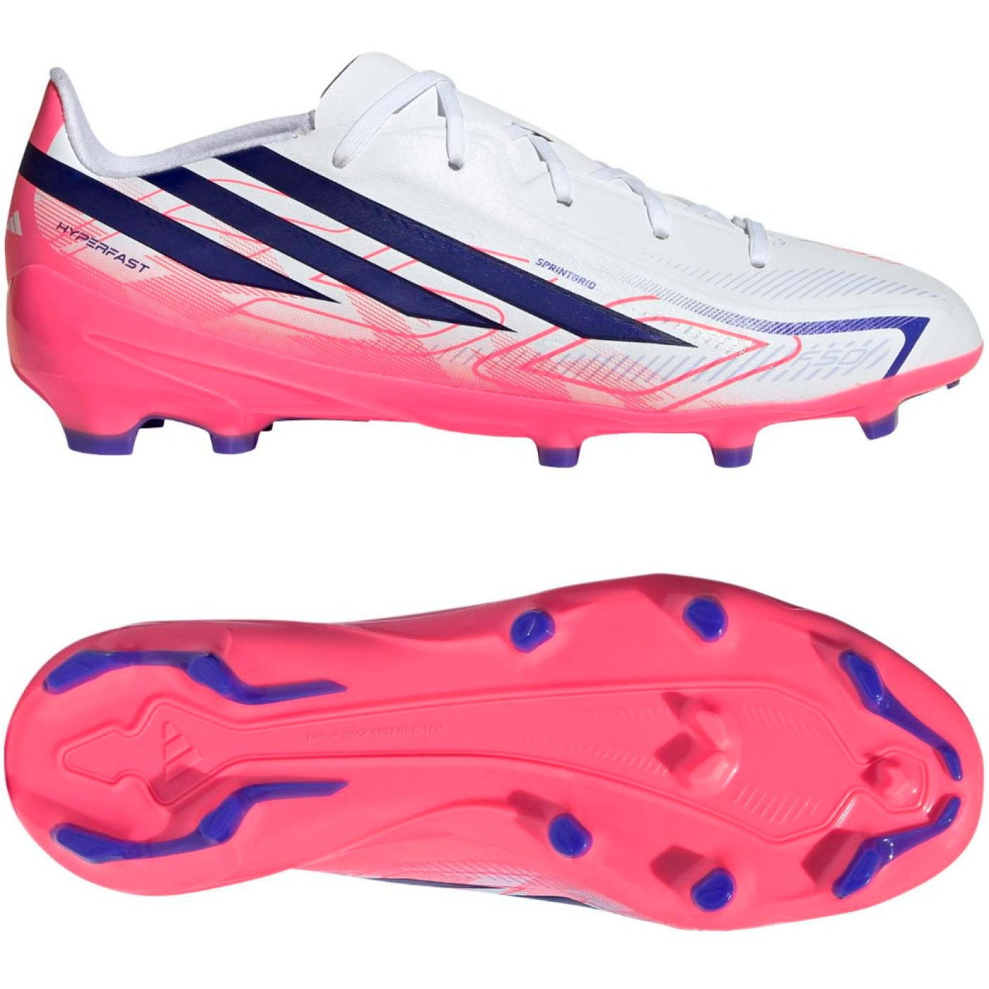 adidas F50 Hyperfast League Gras Voetbalschoenen (FG) Kids Wit Paars Roze