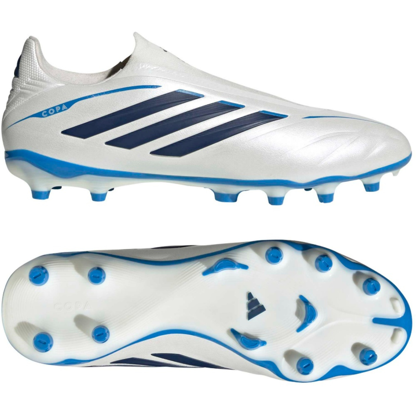 adidas Copa Pure IV League Laceless Grass Football Boots (FG) White Blue Dark Blue