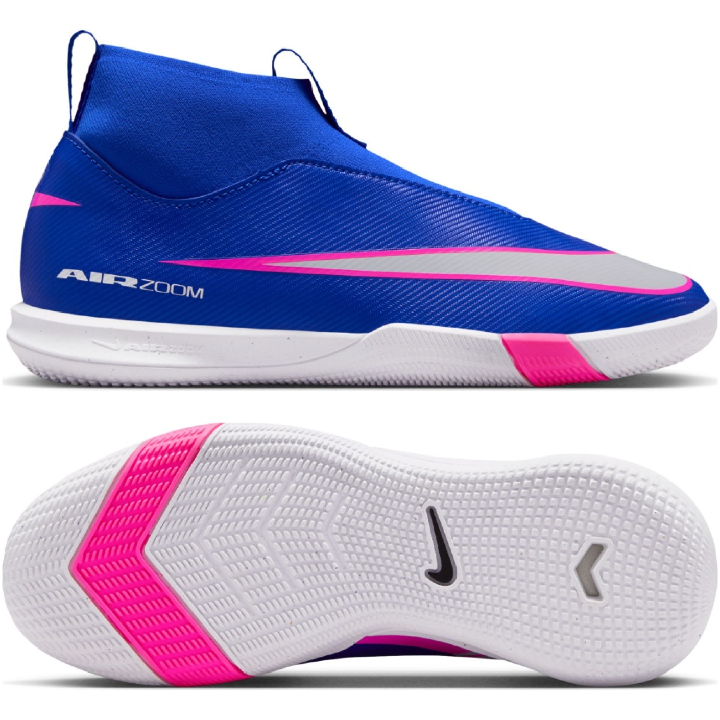 Nike Zoom Mercurial Superfly 10 Academy Veterloze Zaalvoetbalschoenen (IN) Kids Blauw Wit Felroze