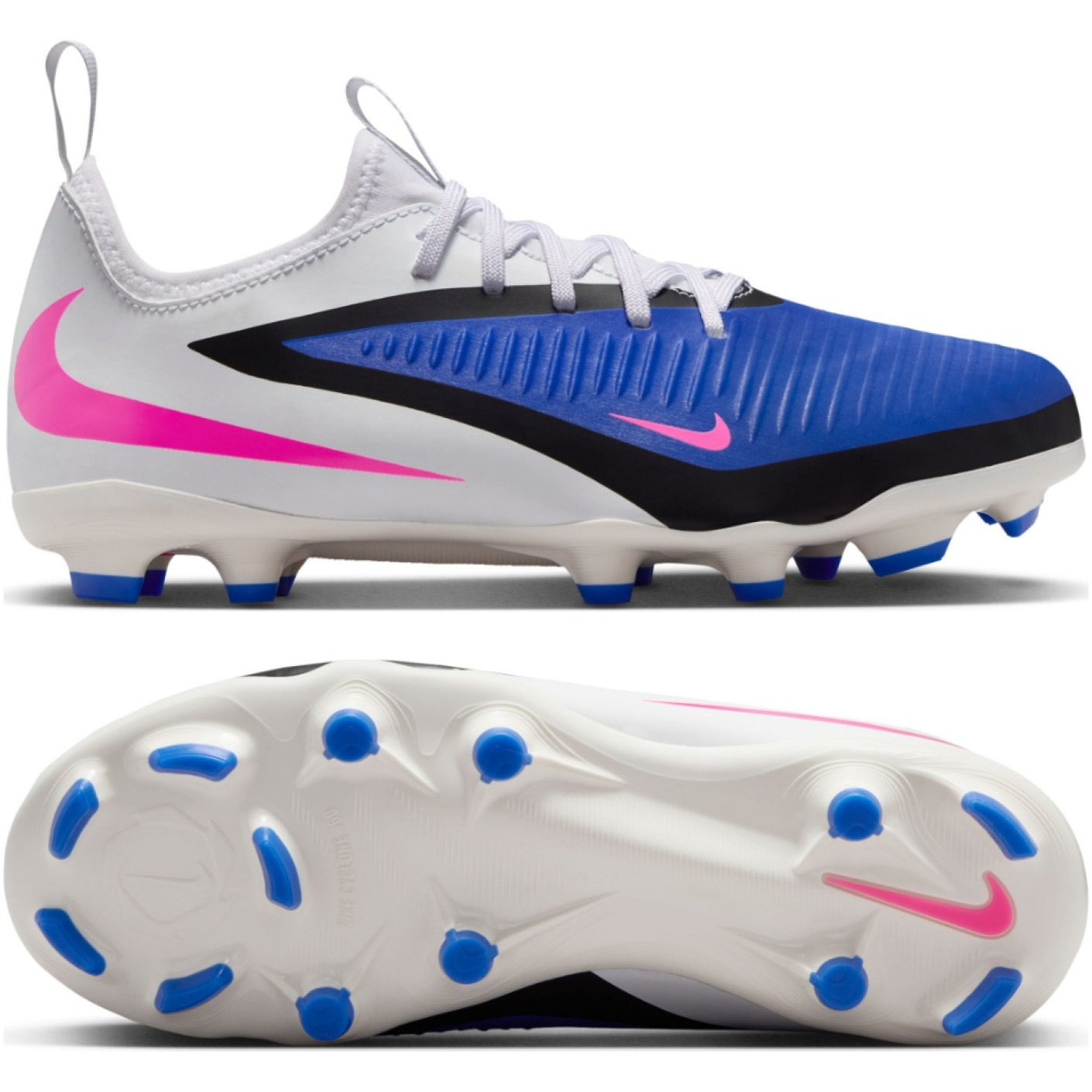 Nike Phantom 6 Low Academy Grass/Artificial Grass Football Boots (MG) Kids Blue White Hot Pink