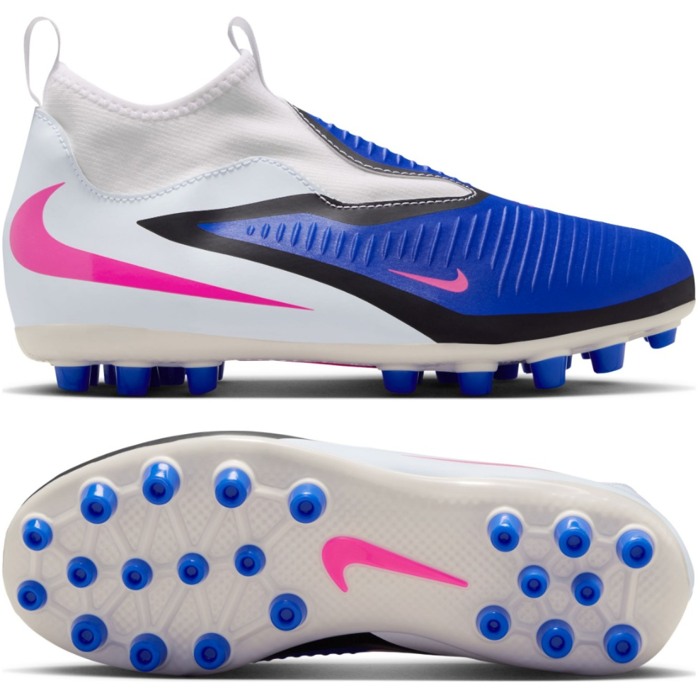Nike Phantom 6 High Academy Grass/Artificial Grass Football Boots (MG) Kids Blue White Hot Pink