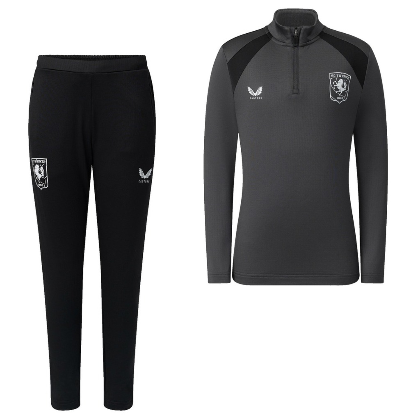 Castore FC Twente Trainingspak 1/4-Zip 2026-2027 Kids Donkergrijs Zwart
