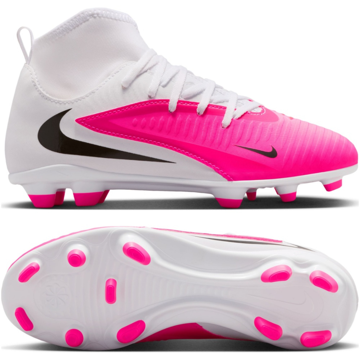 Nike Phantom 6 High Club Grass/Artificial Grass Football Boots (MG) Kids White Hot Pink Black