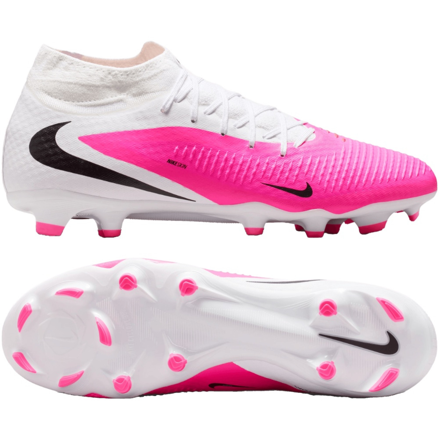Nike Phantom 6 High Academy Grass/Artificial Grass Football Boots (MG) White Hot Pink Black